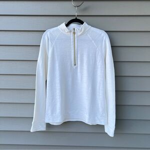 Lilly Pulitzer Ashlee Half-Zip Pullover Size M White Preppy Coastal Chic